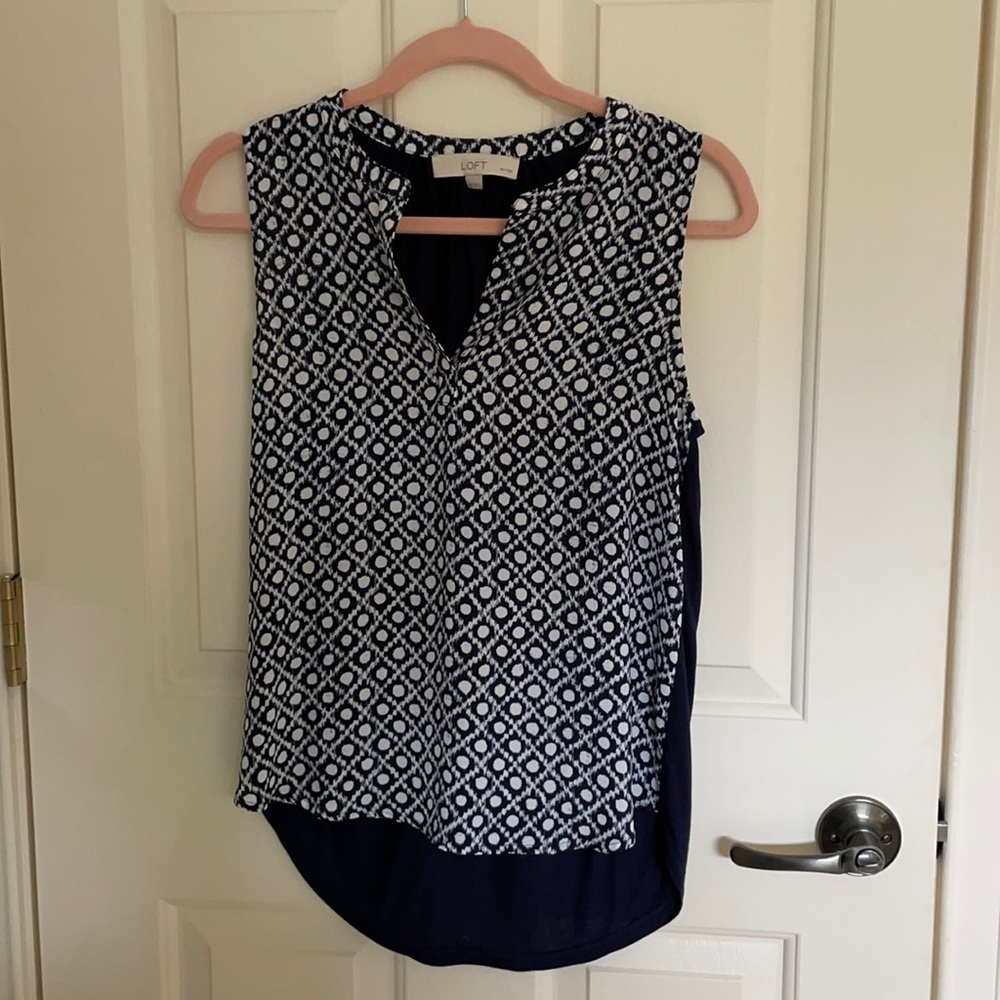 Loft mixed media sleeveless blouse